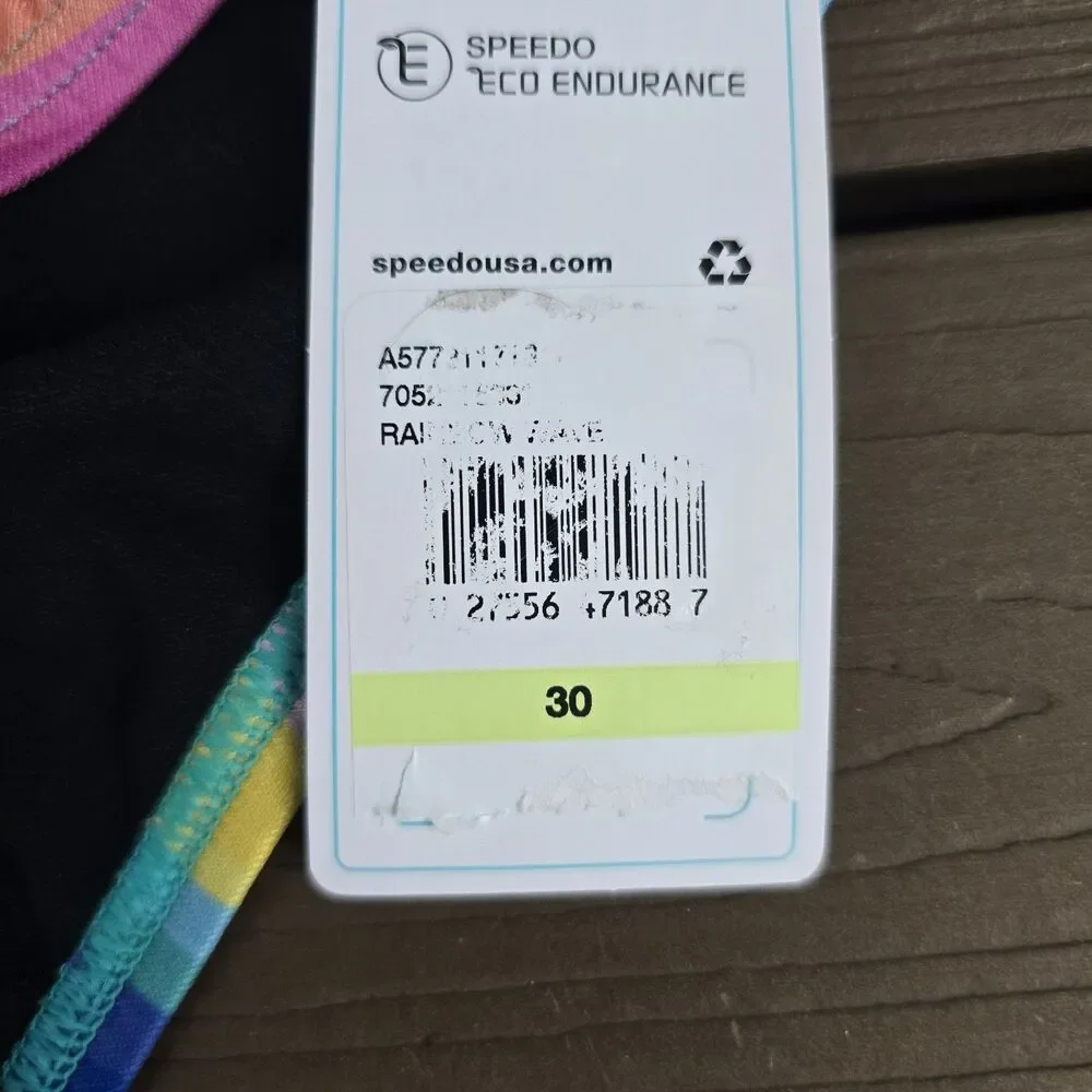 Speedo Endurance Men's Multicolor Rainbow Wave Racer Briefs Sz 30 New
